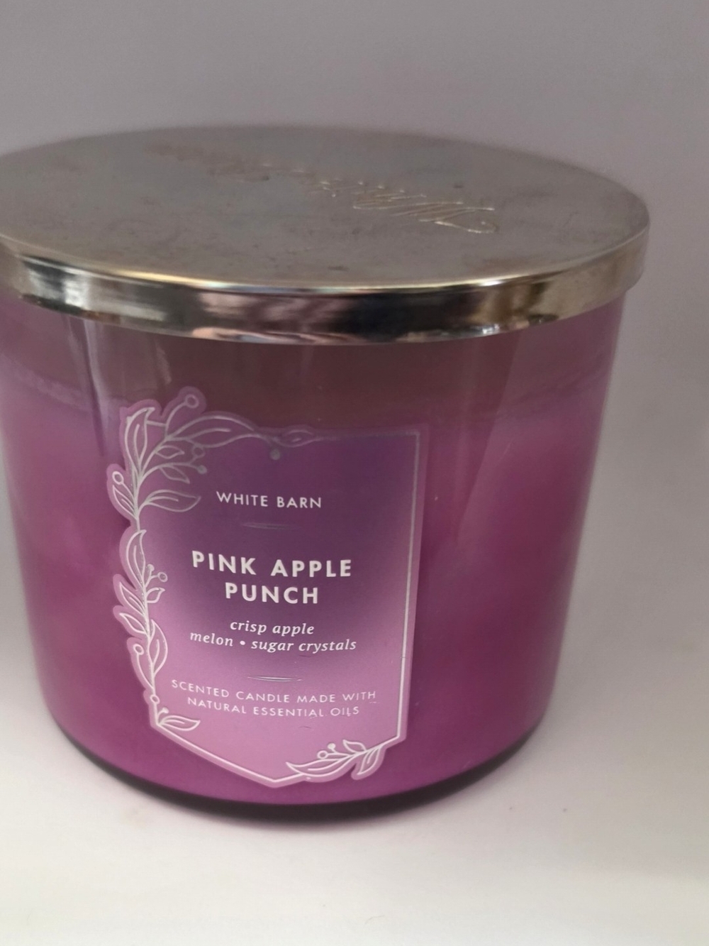 Bath & Body Works White Barn Pink Apple Punch Three-Wick Candle - Pink